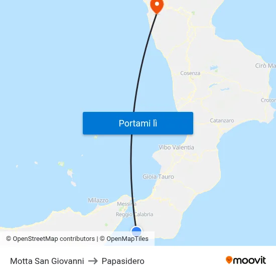 Motta San Giovanni to Papasidero map