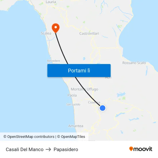 Casali Del Manco to Papasidero map