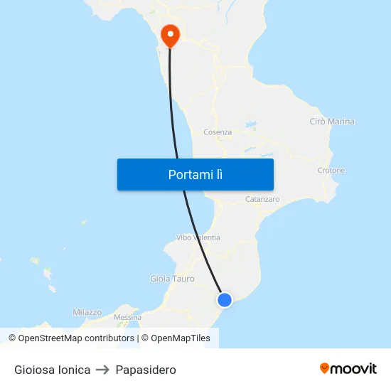 Gioiosa Ionica to Papasidero map