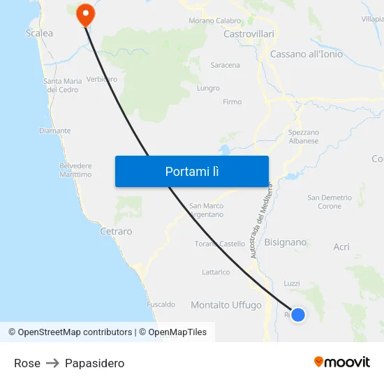 Rose to Papasidero map