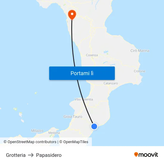 Grotteria to Papasidero map