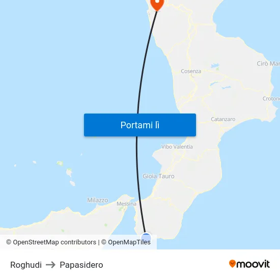 Roghudi to Papasidero map