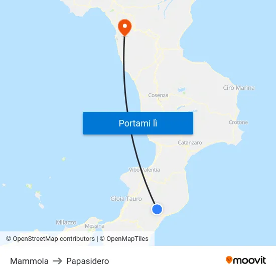 Mammola to Papasidero map