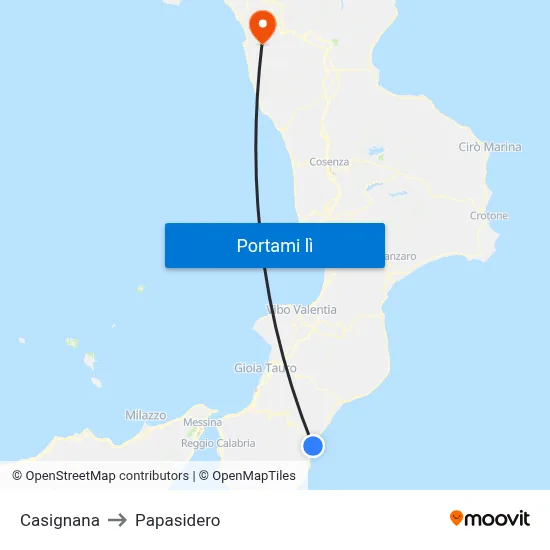 Casignana to Papasidero map