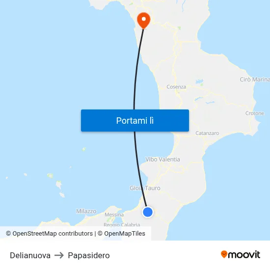 Delianuova to Papasidero map