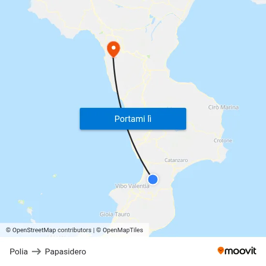 Polia to Papasidero map