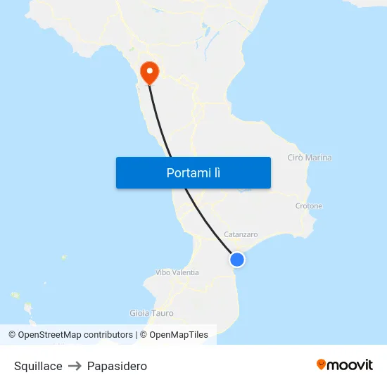 Squillace to Papasidero map