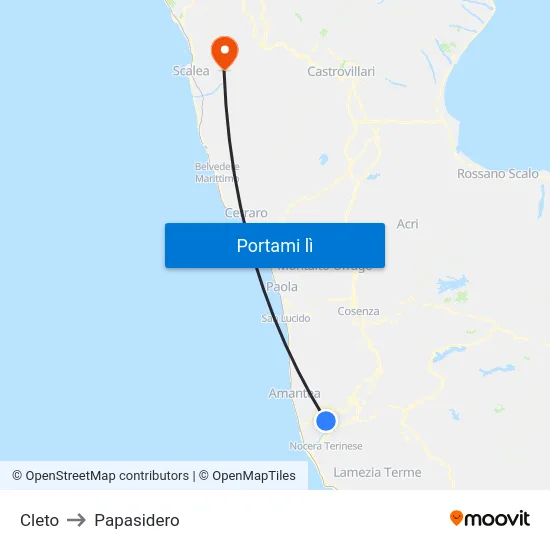 Cleto to Papasidero map