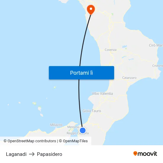Laganadi to Papasidero map