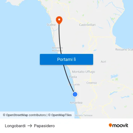 Longobardi to Papasidero map