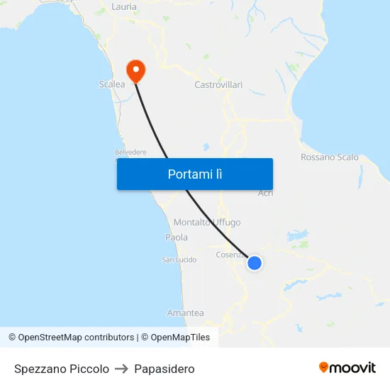Spezzano Piccolo to Papasidero map