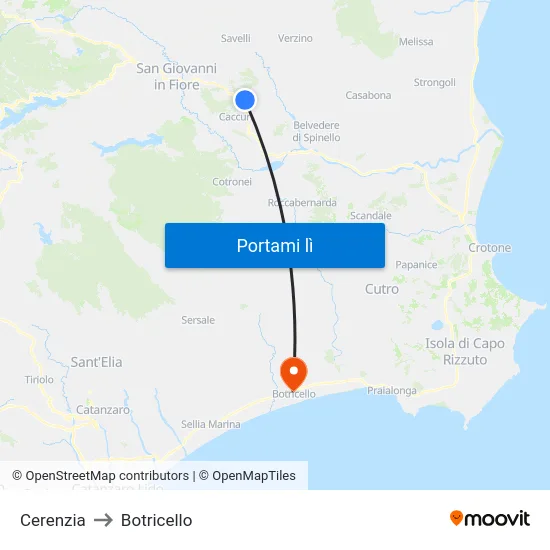 Cerenzia to Botricello map