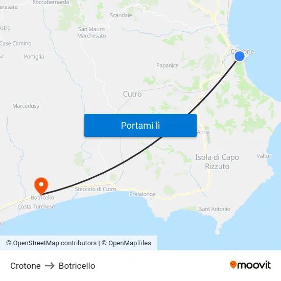 Crotone to Botricello map