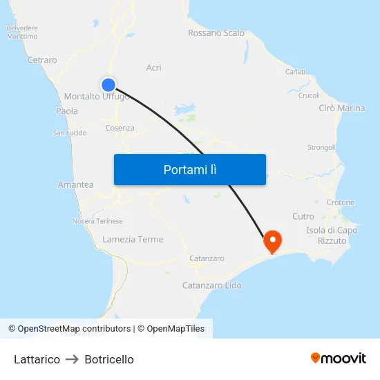Lattarico to Botricello map