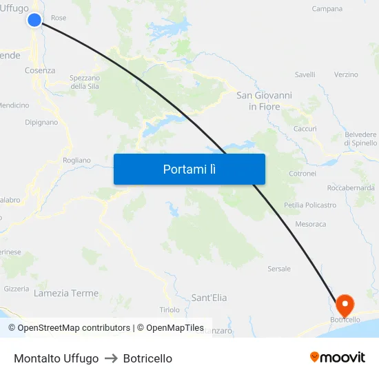 Montalto Uffugo to Botricello map