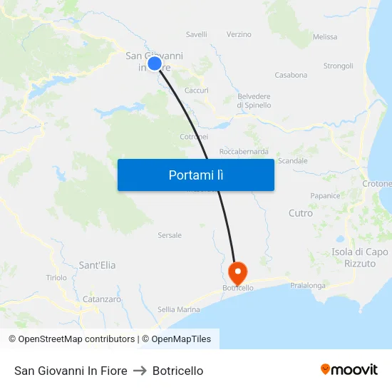San Giovanni In Fiore to Botricello map