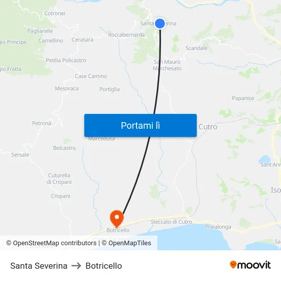 Santa Severina to Botricello map