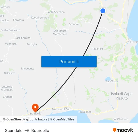 Scandale to Botricello map