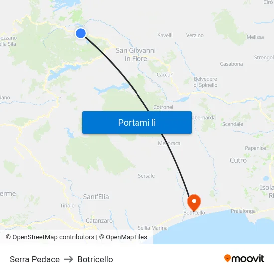 Serra Pedace to Botricello map