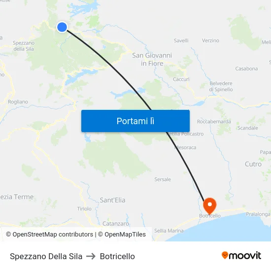 Spezzano Della Sila to Botricello map