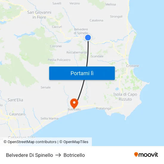 Belvedere Di Spinello to Botricello map