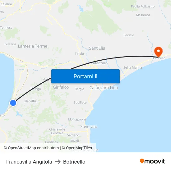 Francavilla Angitola to Botricello map