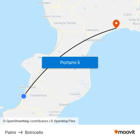 Palmi to Botricello map
