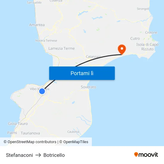 Stefanaconi to Botricello map