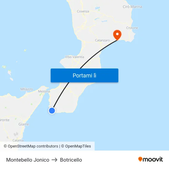 Montebello Jonico to Botricello map