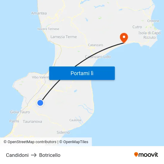 Candidoni to Botricello map