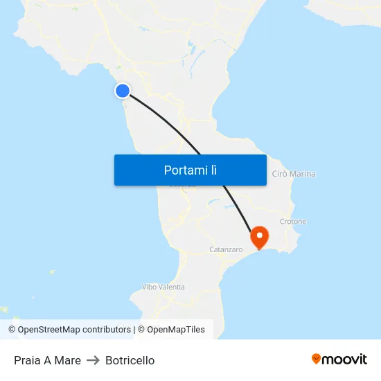Praia A Mare to Botricello map