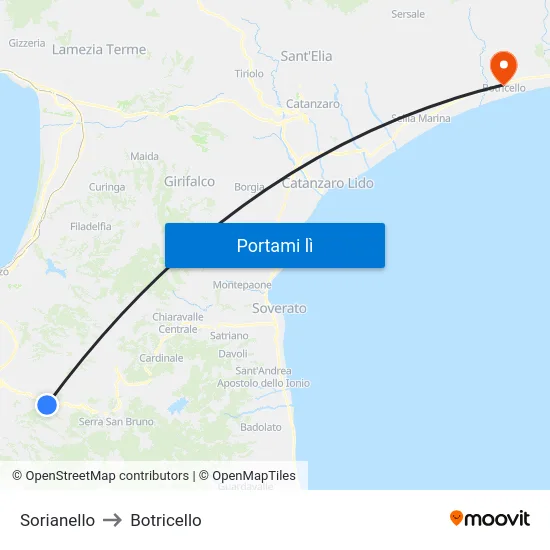 Sorianello to Botricello map