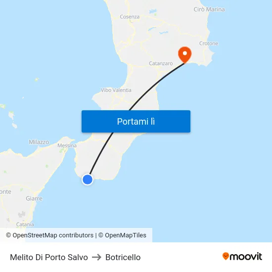 Melito Di Porto Salvo to Botricello map