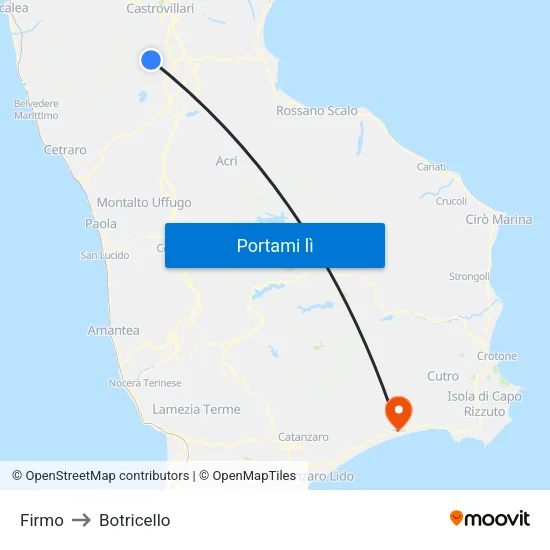Firmo to Botricello map