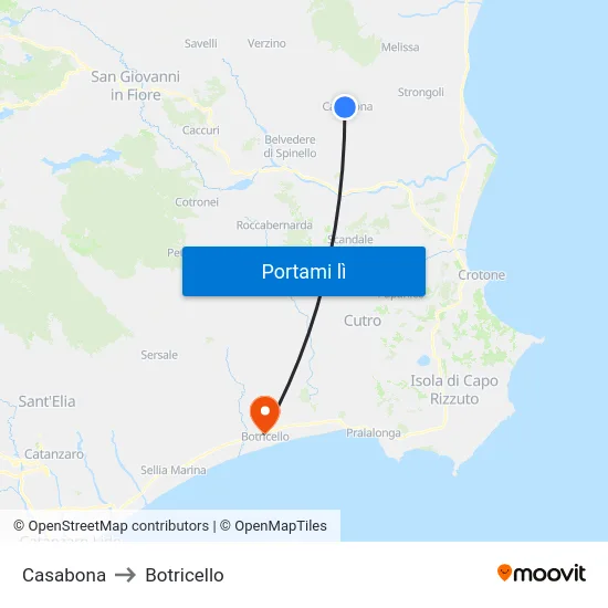 Casabona to Botricello map