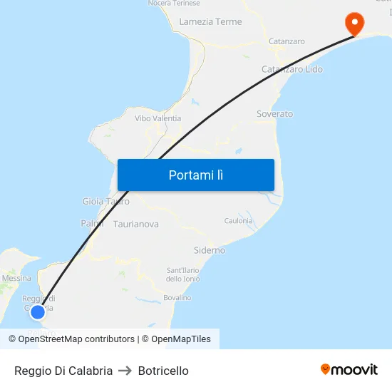 Reggio Di Calabria to Botricello map
