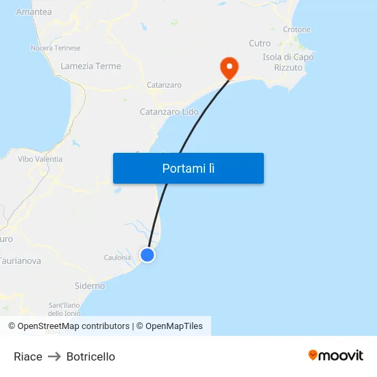 Riace to Botricello map