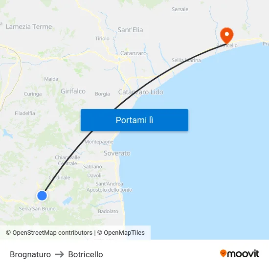 Brognaturo to Botricello map