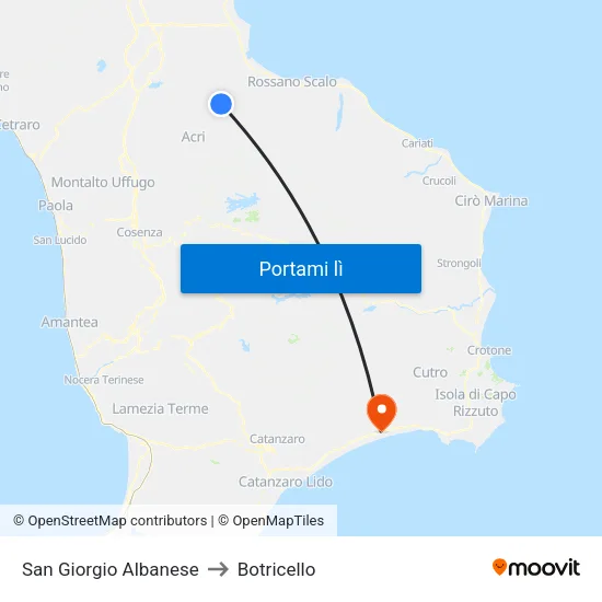 San Giorgio Albanese to Botricello map