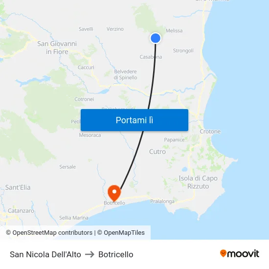 San Nicola Dell'Alto to Botricello map