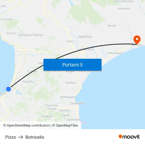 Pizzo to Botricello map