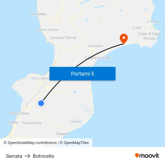 Serrata to Botricello map