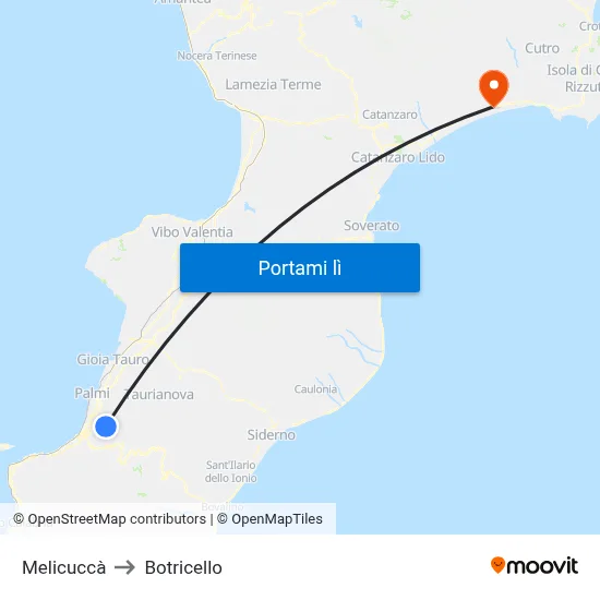 Melicuccà to Botricello map