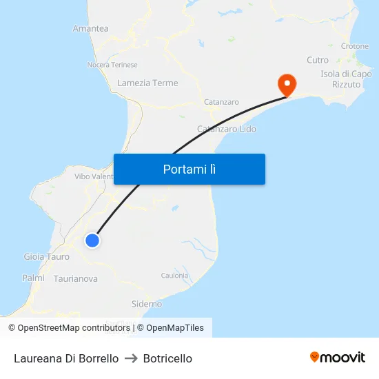 Laureana Di Borrello to Botricello map