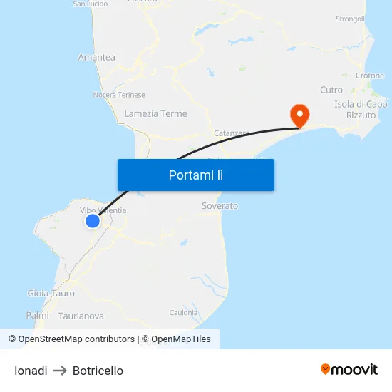 Ionadi to Botricello map