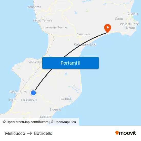 Melicucco to Botricello map