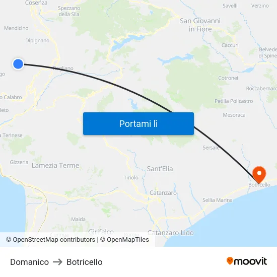 Domanico to Botricello map