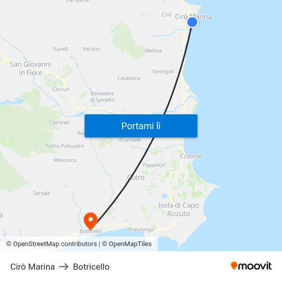 Cirò Marina to Botricello map