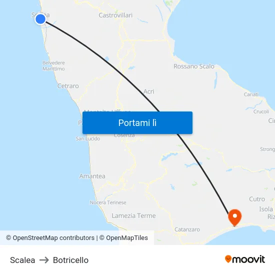Scalea to Botricello map
