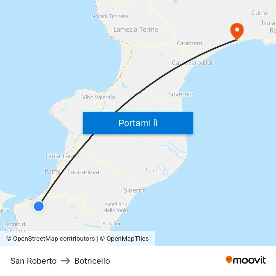 San Roberto to Botricello map